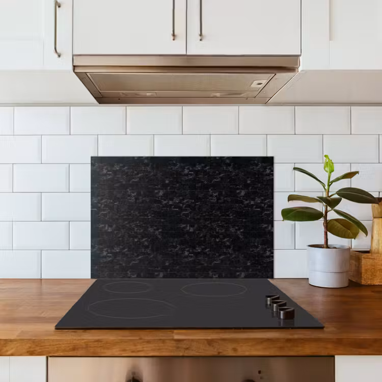 Tegels - Patroon - Marmer - Zwart keuken achterwand spatscherm klein 900 -sfeer2