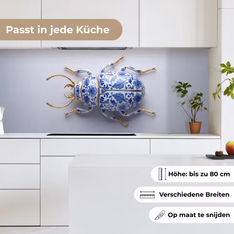 Kever - Delfts - Blauw - Goud keuken achterwand 2 middel -sfeer4_DE