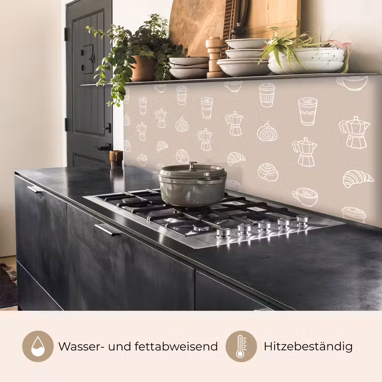 Koffie - Broodjes - Beige - Patroon keuken achterwand 2 middel -usp_DE