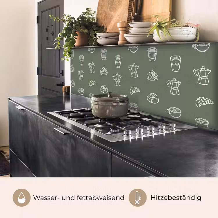 Koffie - Broodjes - Groen - Patroon keuken achterwand 2 middel -usp_DE