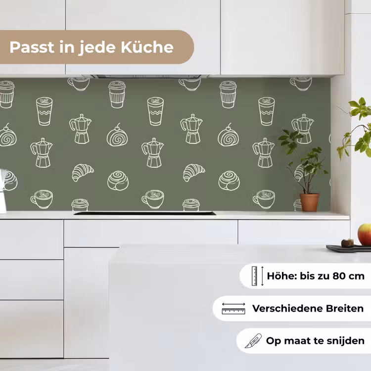 Koffie - Broodjes - Groen - Patroon keuken achterwand 2 middel -sfeer4_DE