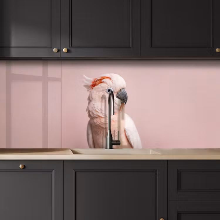Kaketoe - Portret - Roze keuken achterwand 2 middel -sfeer1
