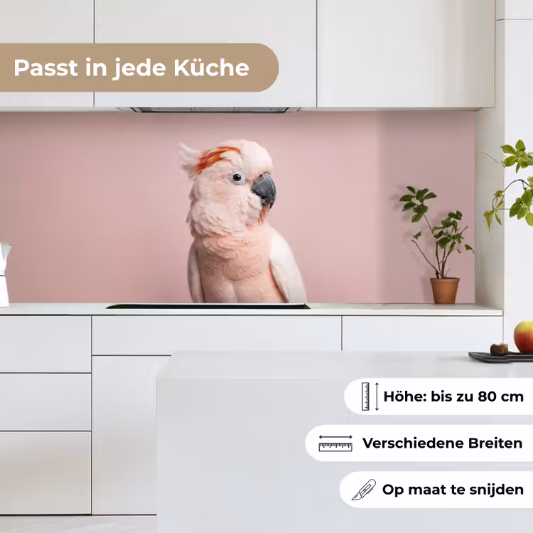 Kaketoe - Portret - Roze keuken achterwand 2 middel -sfeer4_DE