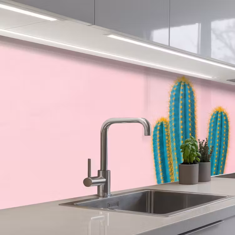 Cactussen - Modern - Pastel keuken achterwand 2 middel -3d_schuin