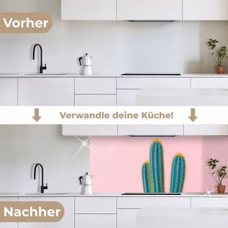 Cactussen - Modern - Pastel keuken achterwand 2 middel -voor-na_DE