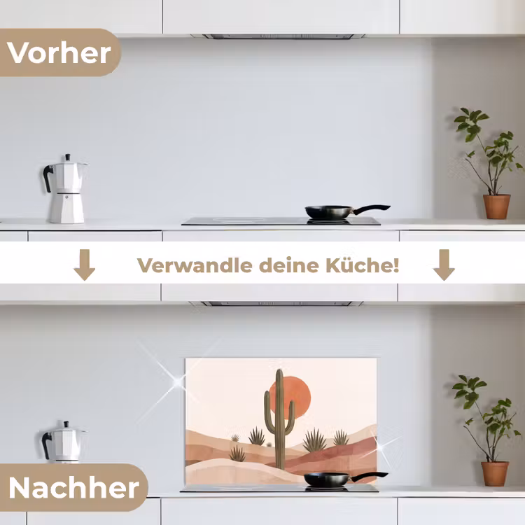Cactus - Duinen - Modern - Landschap - Groen keuken achterwand spatscherm klein -voor_na_DE