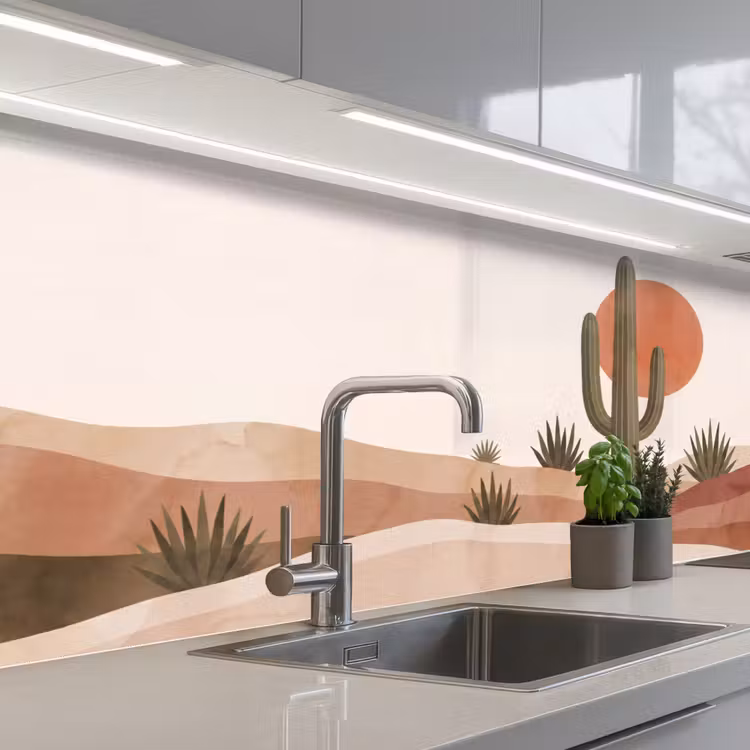 Cactus - Duinen - Modern - Landschap - Groen keuken achterwand 2 middel -3d_schuin