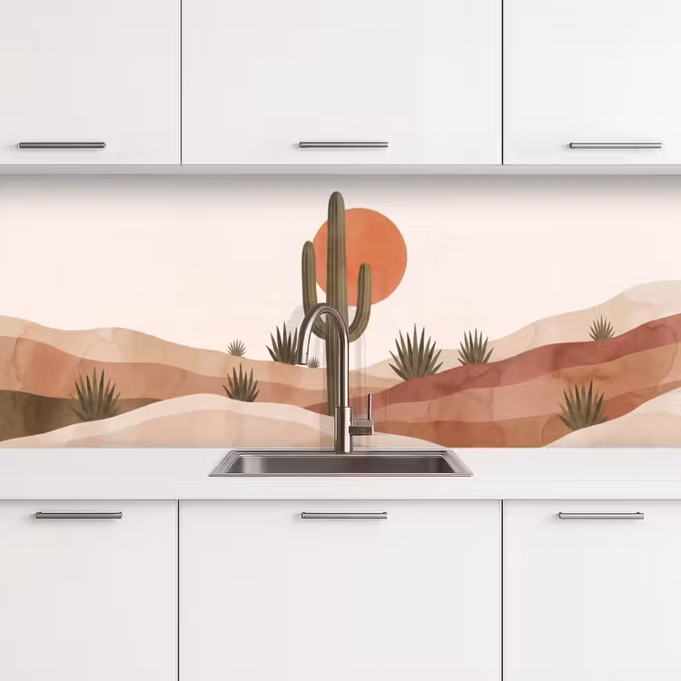 Cactus - Duinen - Modern - Landschap - Groen keuken achterwand 2 middel -3d
