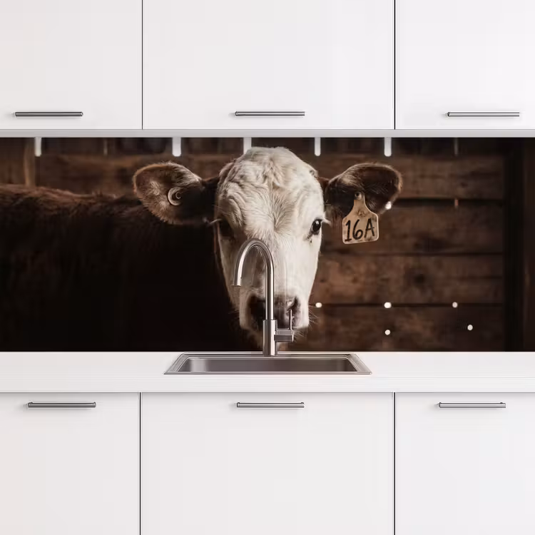 Kalf - Oormerk - Houten stal keuken achterwand 2 middel -3d