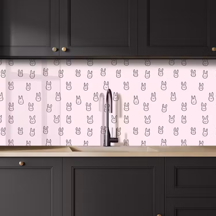 Konijnen - Minimalistisch - Roze keuken achterwand 2 middel 871 -sfeer1
