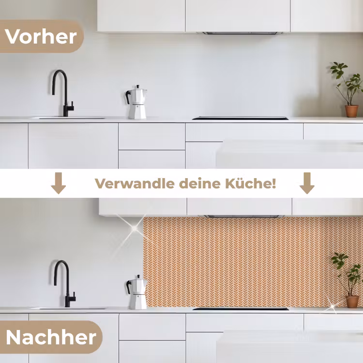 Plaid - Patroon - Bladvorm - Bruin keuken achterwand 2 middel 871 -voor-na_DE