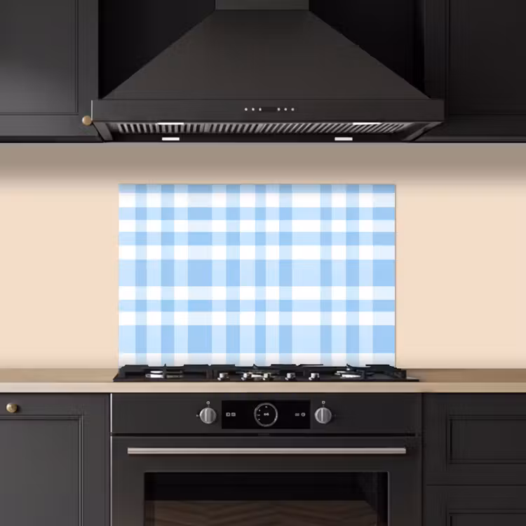 Ruit - Patroon - Blauw keuken achterwand spatscherm klein 900 -sfeer1