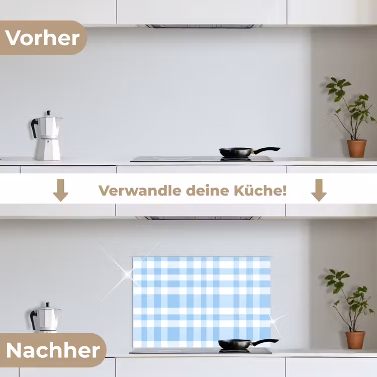 Ruit - Patroon - Blauw keuken achterwand spatscherm klein 900 -voor_na_DE