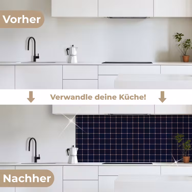Plaid - Patroon - Blauw - Roze keuken achterwand 2 middel 871 -voor-na_DE