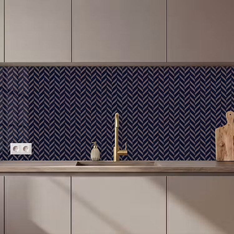 Plaid - Patroon - Visgraad - Blauw keuken achterwand 2 middel 871 zz_3dshopping