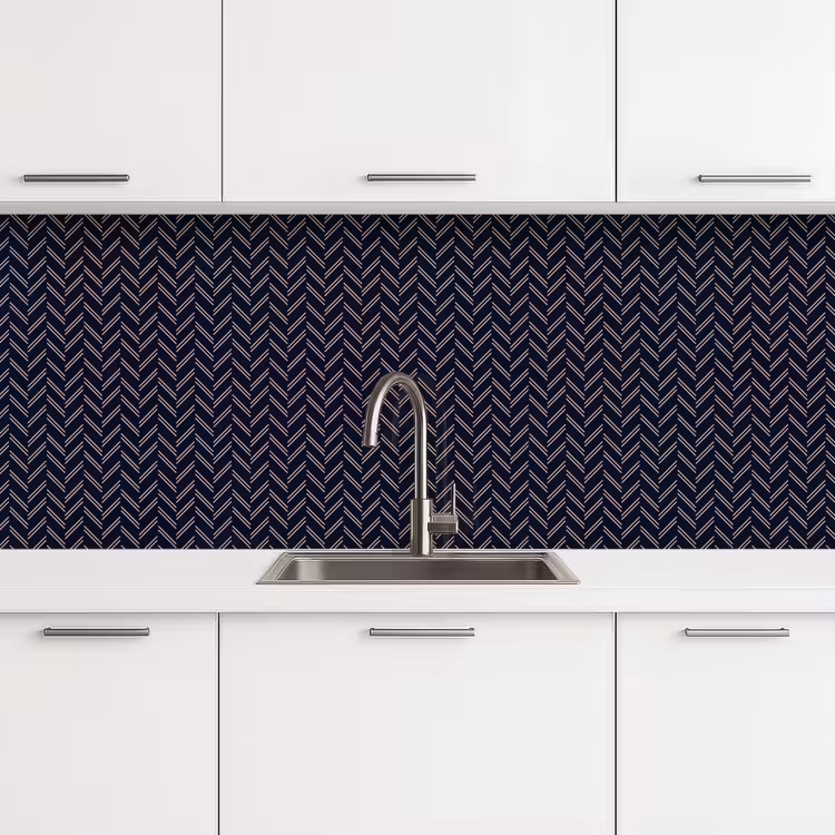 Plaid - Patroon - Visgraad - Blauw keuken achterwand 2 middel 871 -3d