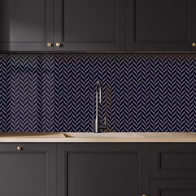 Plaid - Patroon - Visgraad - Blauw keuken achterwand 2 middel 871 -sfeer1