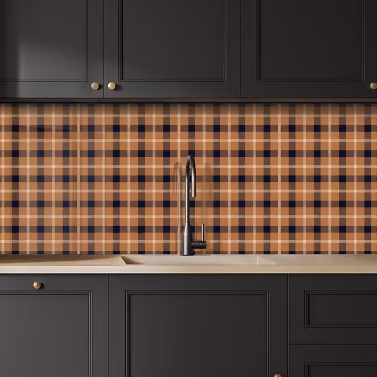 Plaid - Patroon - Vierkant - Bruin keuken achterwand 2 middel 871 -sfeer1