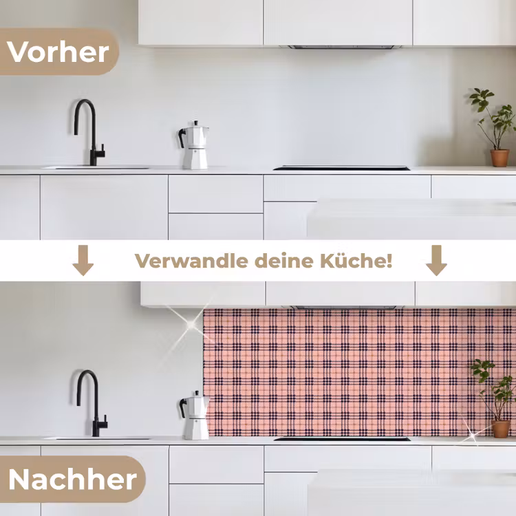 Plaid - Patroon - Schotse - Roze keuken achterwand 2 middel 871 -voor-na_DE