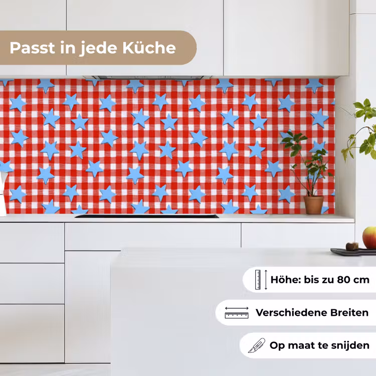 Ruit - Sterren - Rood keuken achterwand 2 middel 871 -sfeer4_DE