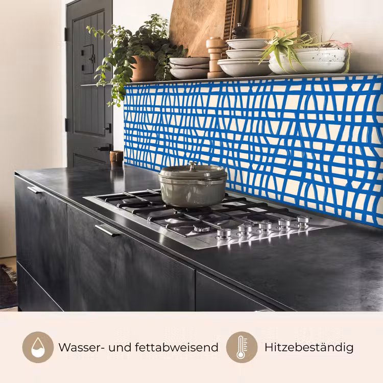 Ruitpatroon - Blauw - Crème keuken achterwand 2 middel 871 -usp_DE