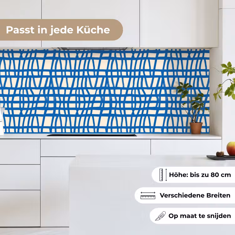 Ruitpatroon - Blauw - Crème keuken achterwand 2 middel 871 -sfeer4_DE