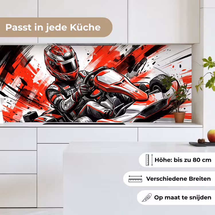 Kart - Coureur - Snelheid - Rood keuken achterwand 2 middel -sfeer4_DE