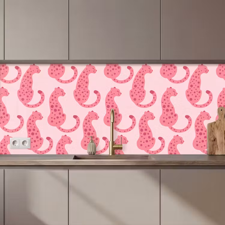 Kat - Gevlekt - Dieren - Patroon - Roze keuken achterwand 2 middel zz_3dshopping
