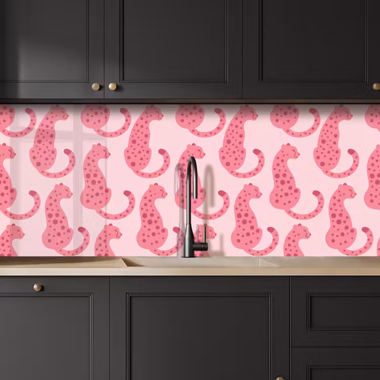 Kat - Gevlekt - Dieren - Patroon - Roze keuken achterwand 2 middel -sfeer1