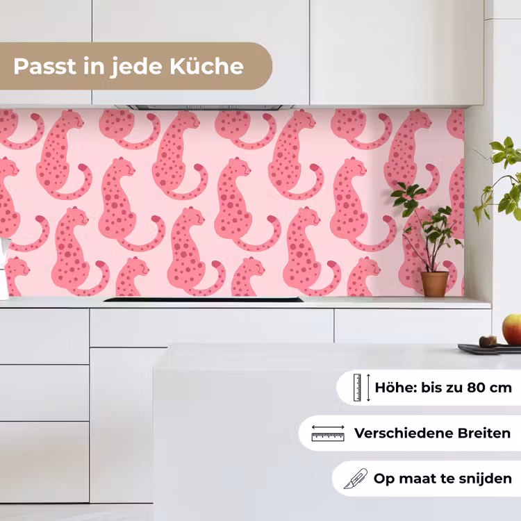 Kat - Gevlekt - Dieren - Patroon - Roze keuken achterwand 2 middel -sfeer4_DE