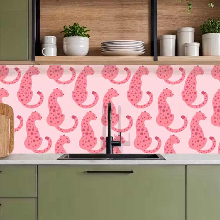 Kat - Gevlekt - Dieren - Patroon - Roze keuken achterwand 2 middel -sfeer3