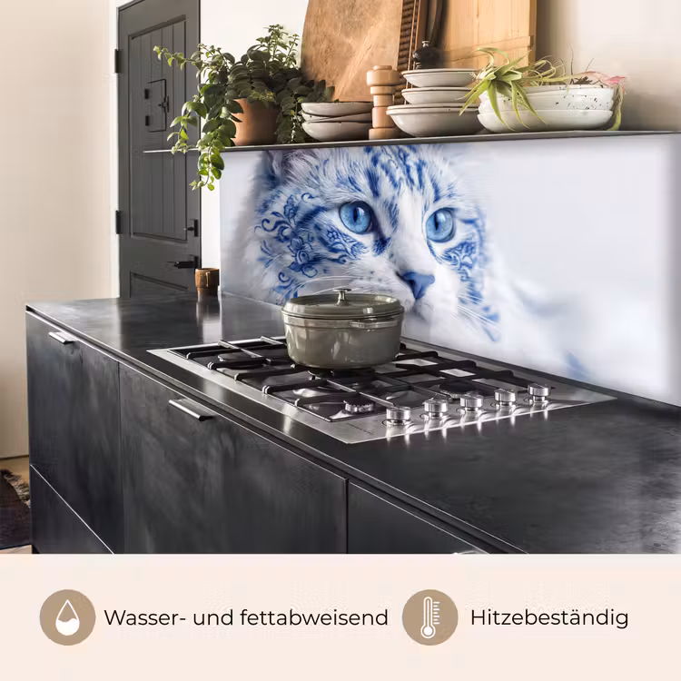 Kat - Patroon - Blauw keuken achterwand 2 middel -usp_DE