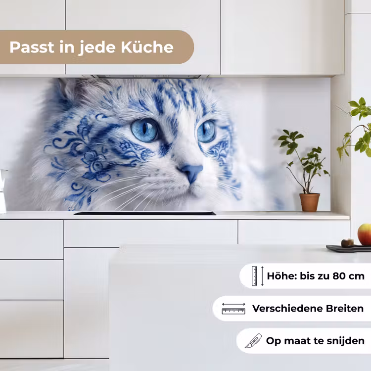 Kat - Patroon - Blauw keuken achterwand 2 middel -sfeer4_DE