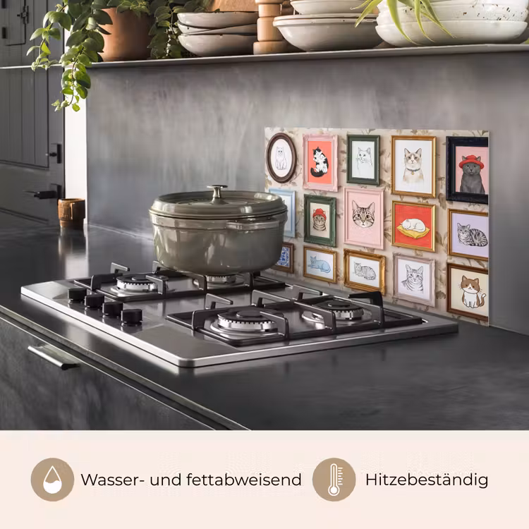 Kat - Portret - Dieren - Illustratie - Lijst keuken achterwand spatscherm klein -usp_DE
