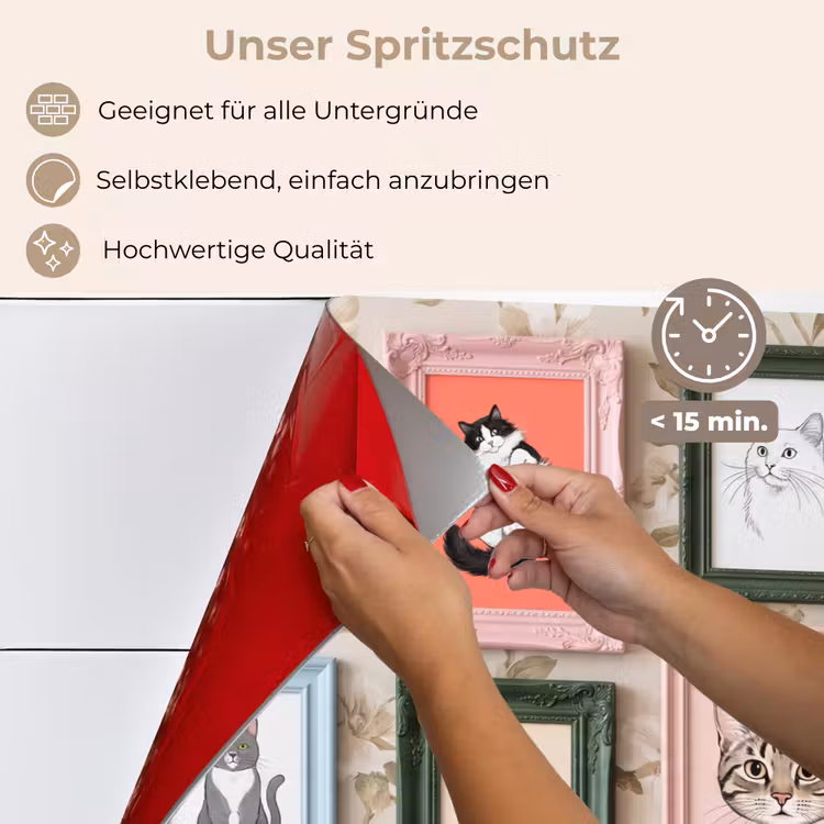Kat - Portret - Dieren - Illustratie - Lijst keuken achterwand spatscherm klein -spatscherm_DE