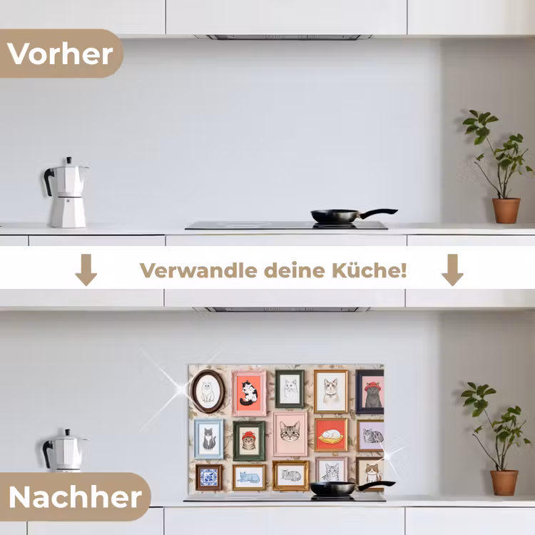 Kat - Portret - Dieren - Illustratie - Lijst keuken achterwand spatscherm klein -voor_na_DE