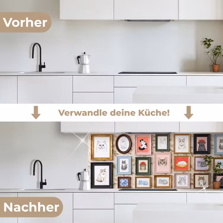 Kat - Portret - Dieren - Illustratie - Lijst keuken achterwand 2 middel -voor-na_DE