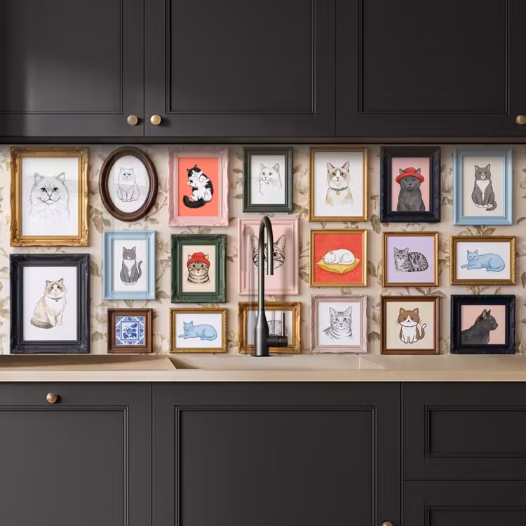 Kat - Portret - Dieren - Illustratie - Lijst keuken achterwand 2 middel -sfeer1
