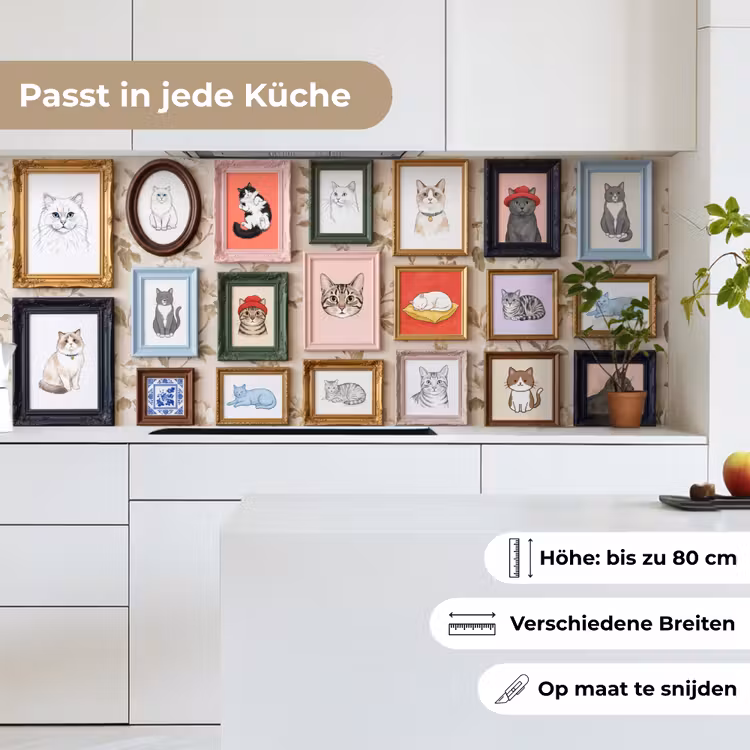 Kat - Portret - Dieren - Illustratie - Lijst keuken achterwand 2 middel -sfeer4_DE