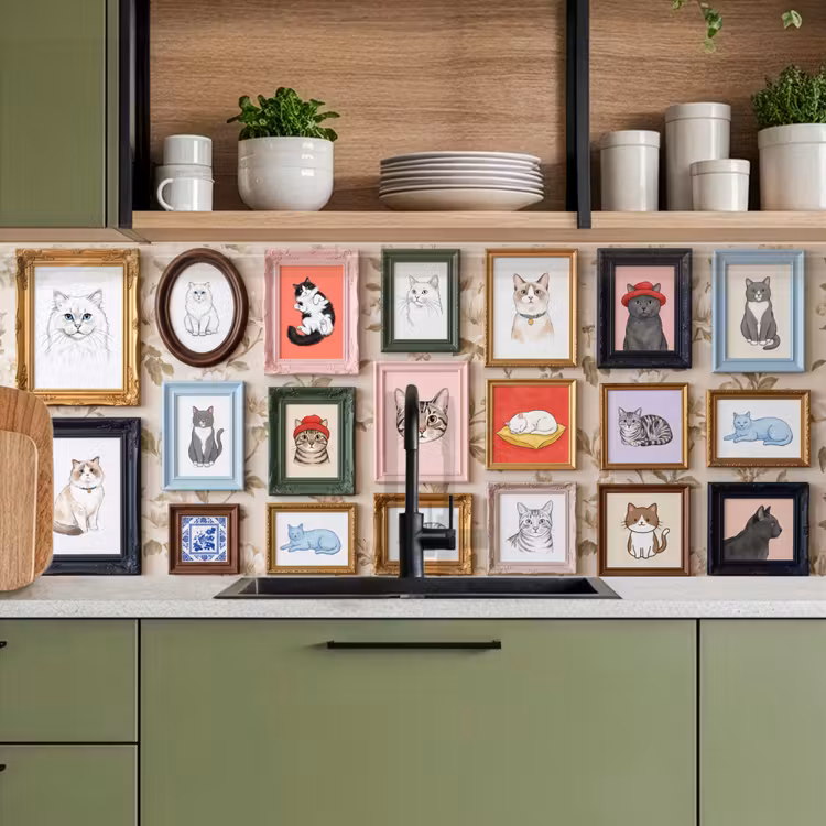 Kat - Portret - Dieren - Illustratie - Lijst keuken achterwand 2 middel -sfeer3
