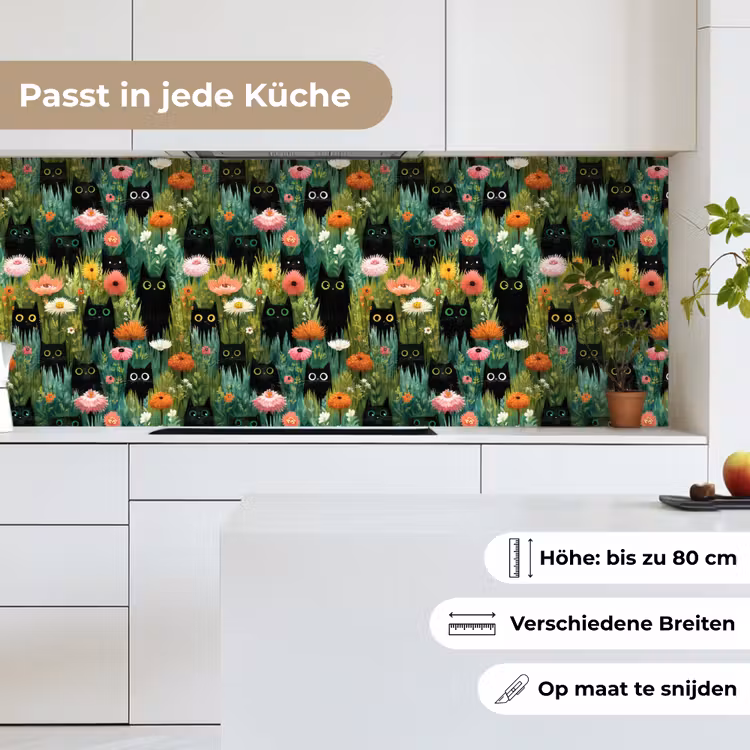 Katten - Bloemen - Kleurrijk keuken achterwand 2 middel 871 -sfeer4_DE