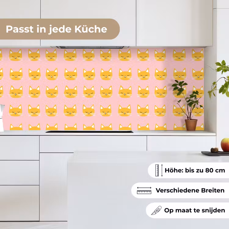 Katten - Patroon - Roze keuken achterwand 2 middel 871 -sfeer4_DE