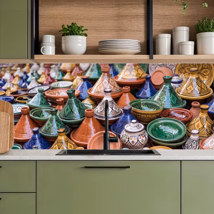 Küchenrückwand - Keramik – Bunt – Muster - Aardewerk - Kleurrijk - Patroon keuken achterwand 2 middel