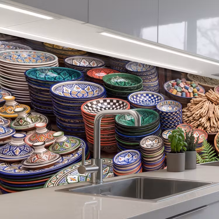 Küchenrückwand - Keramik – Orientalisch – Farbenfroh - Aardewerk - Oosters - Kleurrijk keuken achterwand 2 middel