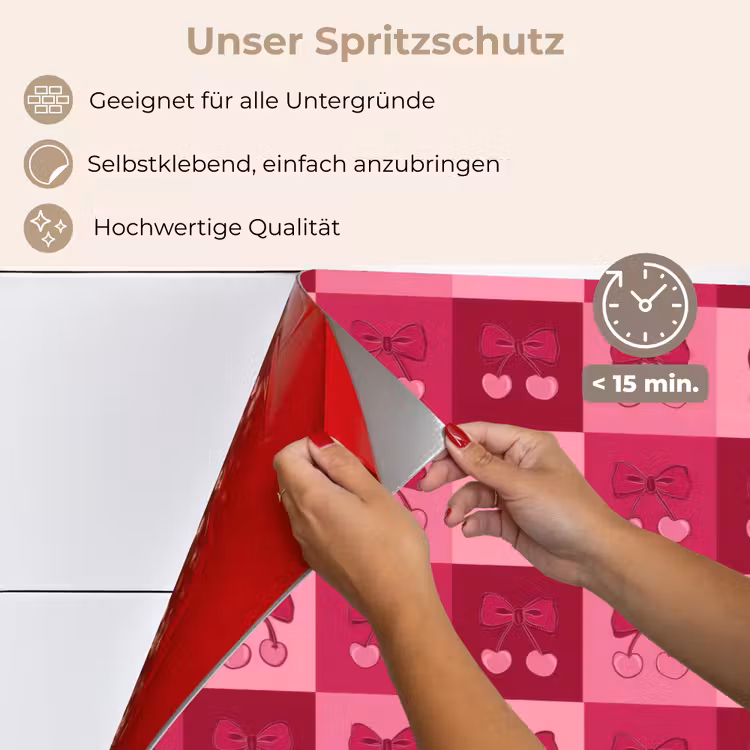 Kersen - Strikjes - Speels - Roze - Bordeaux keuken achterwand spatscherm klein 900 -spatscherm_DE