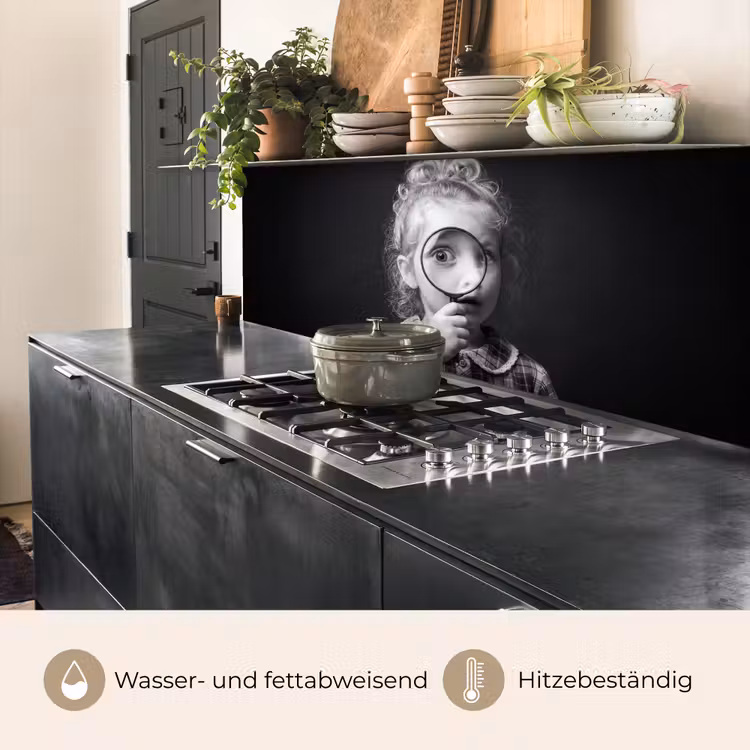 Kind - Vergrootglas - Portret - Zwart-wit keuken achterwand 2 middel -usp_DE