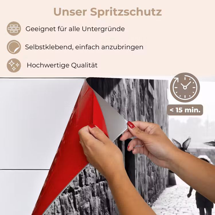 Kind - Vogel - Straat - Zwart-wit - Spelen keuken achterwand spatscherm klein -spatscherm_DE
