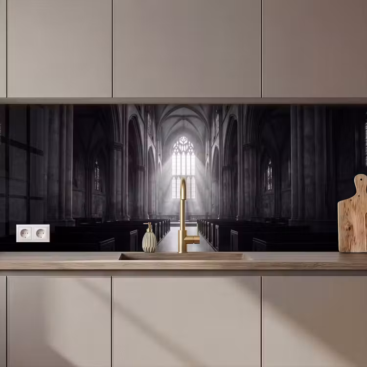 Kerk - Interieur - Lichtstralen - Architectuur - Klassiek keuken achterwand 2 middel zz_3dshopping
