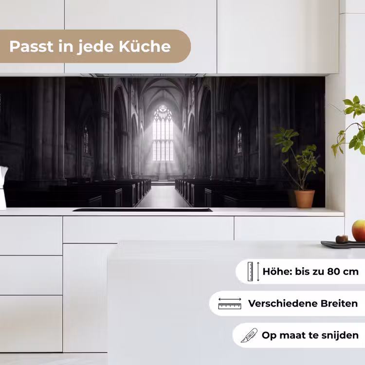 Kerk - Interieur - Lichtstralen - Architectuur - Klassiek keuken achterwand 2 middel -sfeer4_DE