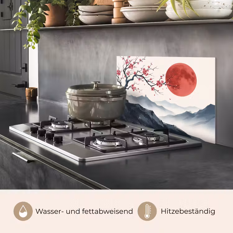 Kersenbloesem - Oosters - Rood keuken achterwand spatscherm klein -usp_DE